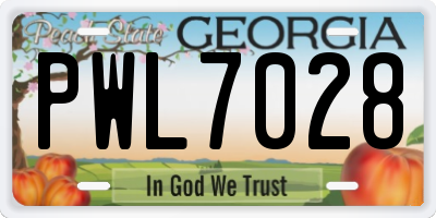 GA license plate PWL7028