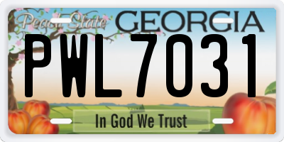 GA license plate PWL7031