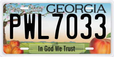 GA license plate PWL7033