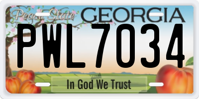 GA license plate PWL7034