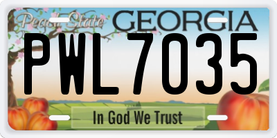 GA license plate PWL7035