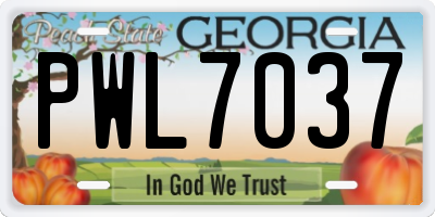 GA license plate PWL7037