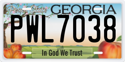 GA license plate PWL7038