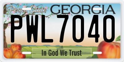 GA license plate PWL7040