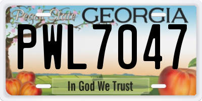 GA license plate PWL7047