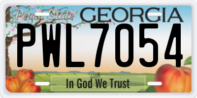GA license plate PWL7054
