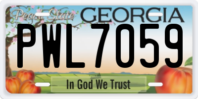 GA license plate PWL7059