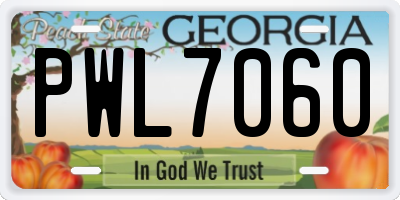 GA license plate PWL7060