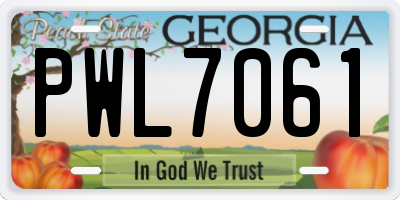 GA license plate PWL7061