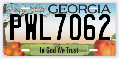 GA license plate PWL7062