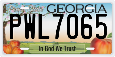 GA license plate PWL7065