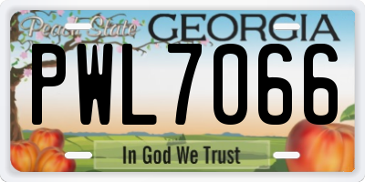 GA license plate PWL7066