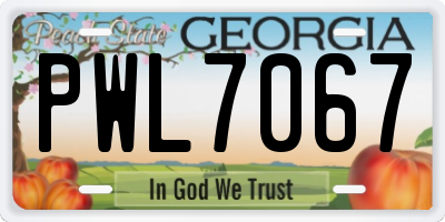 GA license plate PWL7067