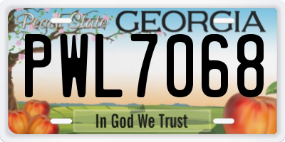 GA license plate PWL7068