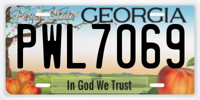 GA license plate PWL7069
