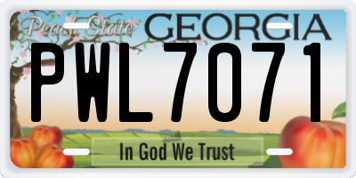 GA license plate PWL7071