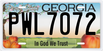 GA license plate PWL7072