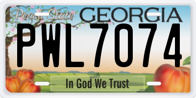 GA license plate PWL7074