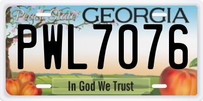 GA license plate PWL7076