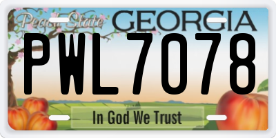 GA license plate PWL7078