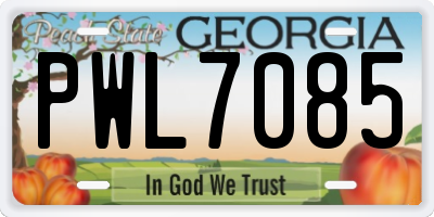 GA license plate PWL7085
