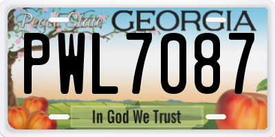 GA license plate PWL7087