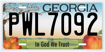 GA license plate PWL7092