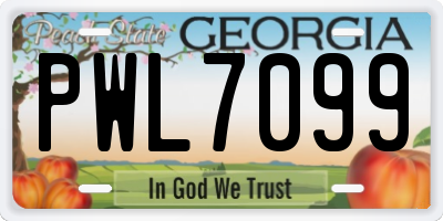 GA license plate PWL7099