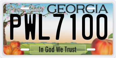 GA license plate PWL7100