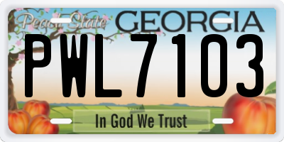 GA license plate PWL7103