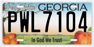 GA license plate PWL7104