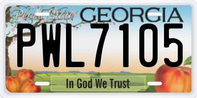 GA license plate PWL7105