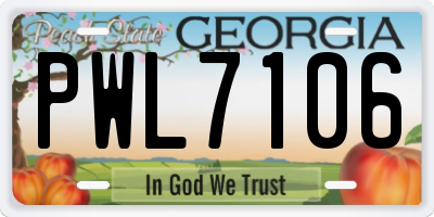 GA license plate PWL7106