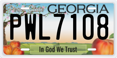 GA license plate PWL7108