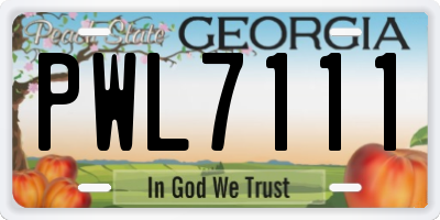GA license plate PWL7111