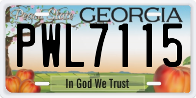GA license plate PWL7115