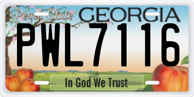 GA license plate PWL7116