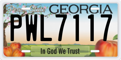 GA license plate PWL7117