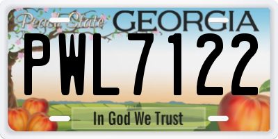 GA license plate PWL7122