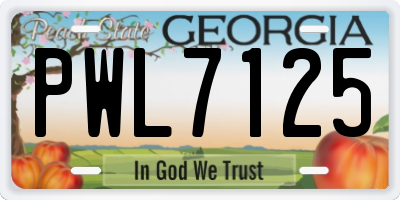 GA license plate PWL7125