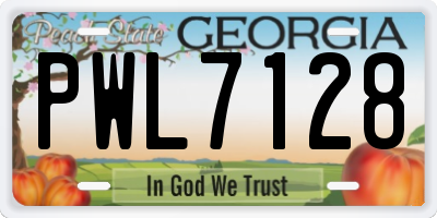 GA license plate PWL7128