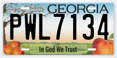 GA license plate PWL7134