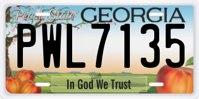 GA license plate PWL7135