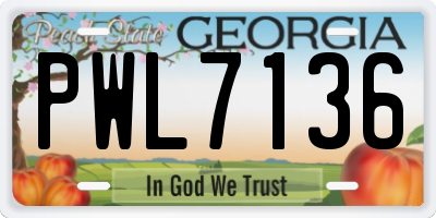 GA license plate PWL7136