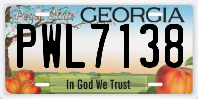 GA license plate PWL7138