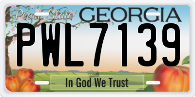 GA license plate PWL7139