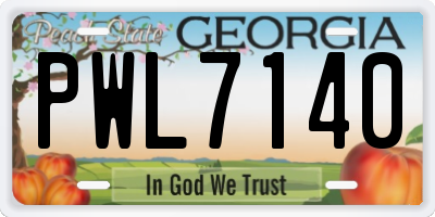 GA license plate PWL7140