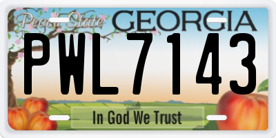 GA license plate PWL7143
