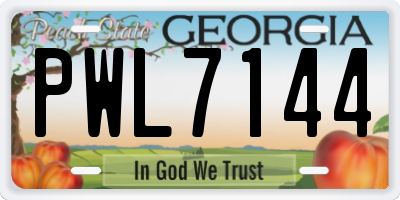 GA license plate PWL7144