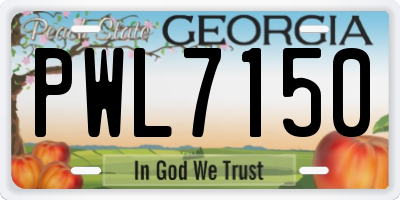 GA license plate PWL7150